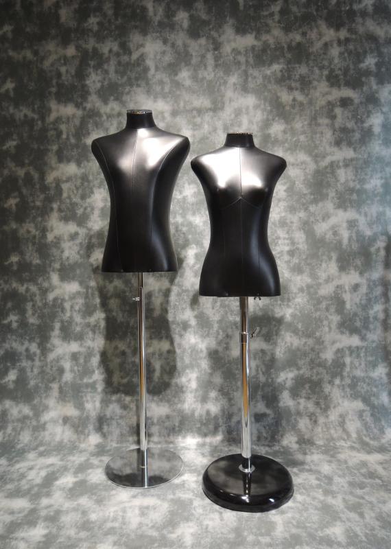 PAIR OF BUSTS COVERED IN BLACK ECO-LEATHER